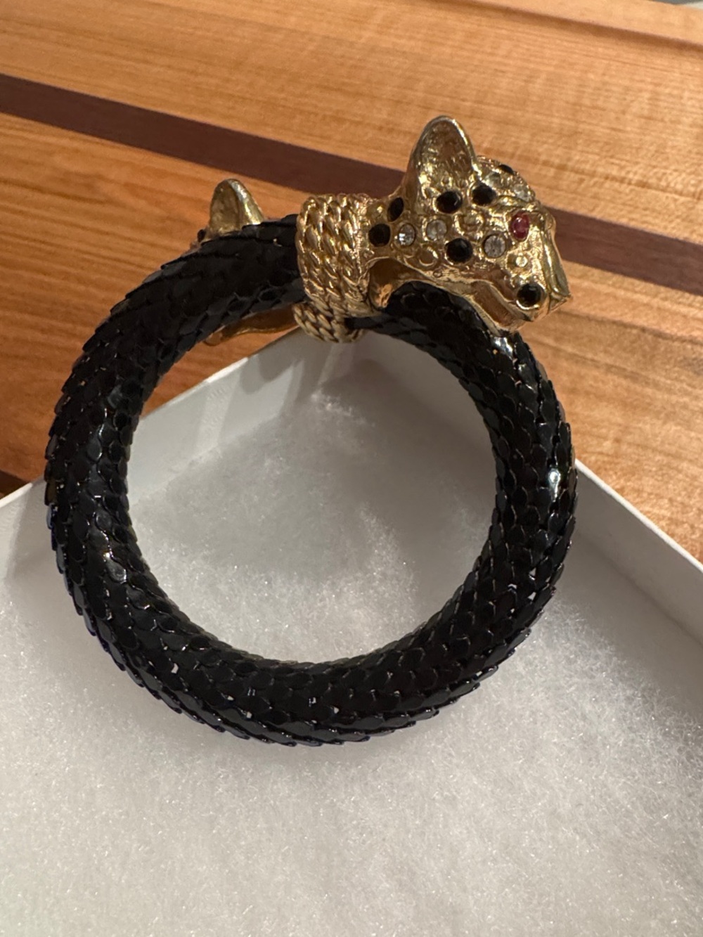 Whiting & Davis Black Mesh Bracelet with Panthers